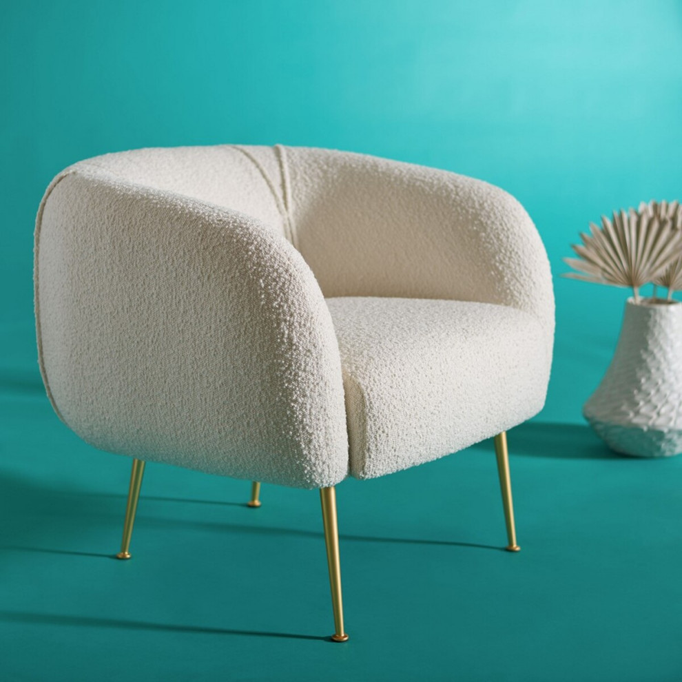 Natal Poly Blend Accent Chair Ivory/Gold   Midcentury   Armchairs And Accent Chairs   by V.S.D Furniture  Houzz