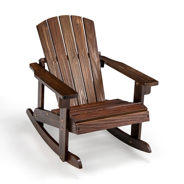 Gymax Kid Adirondack Rocking Chair Outdoor Solid Wood Slatted seat