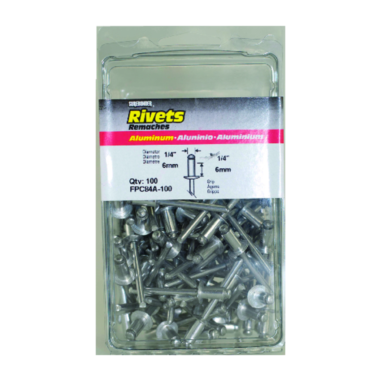 Surebonder 1/4 in. D X 1/4 in. Aluminum Rivets Silver 100 pk