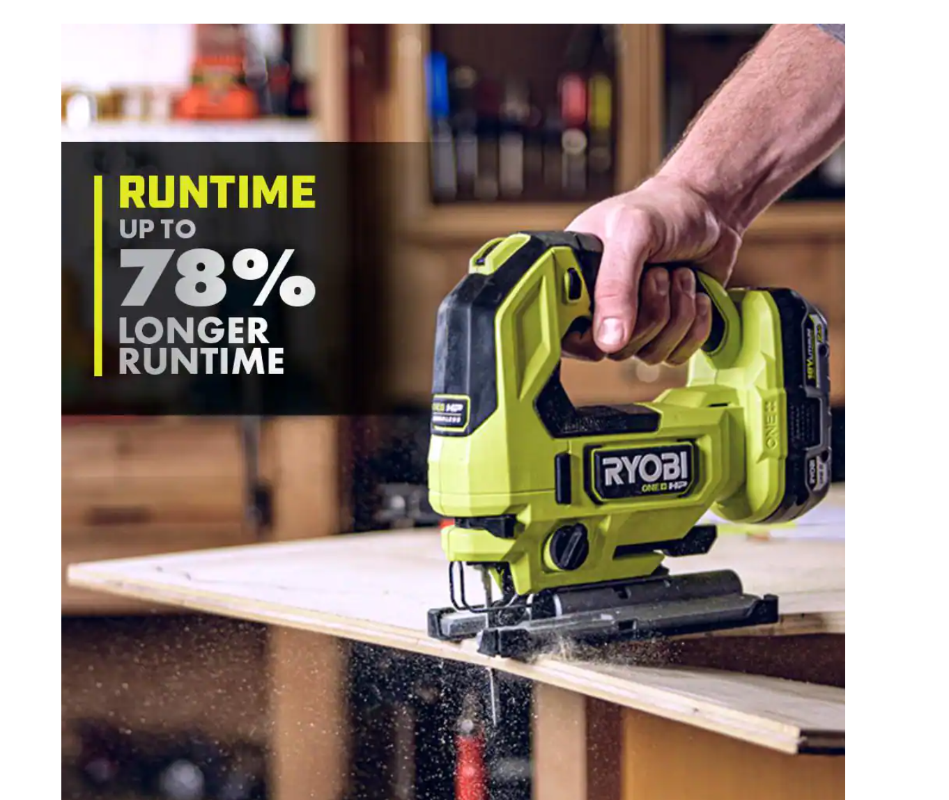 RYOBI PBLJS01B-PSK005 ONE+ HP 18V Brushless Cordless Jig Saw with 2.0 Ah Battery and Charger