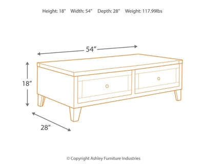 Signature Design by Ashley Chazney Industrial Lift Top Coffee Table with 2 Storage Drawers, Brown