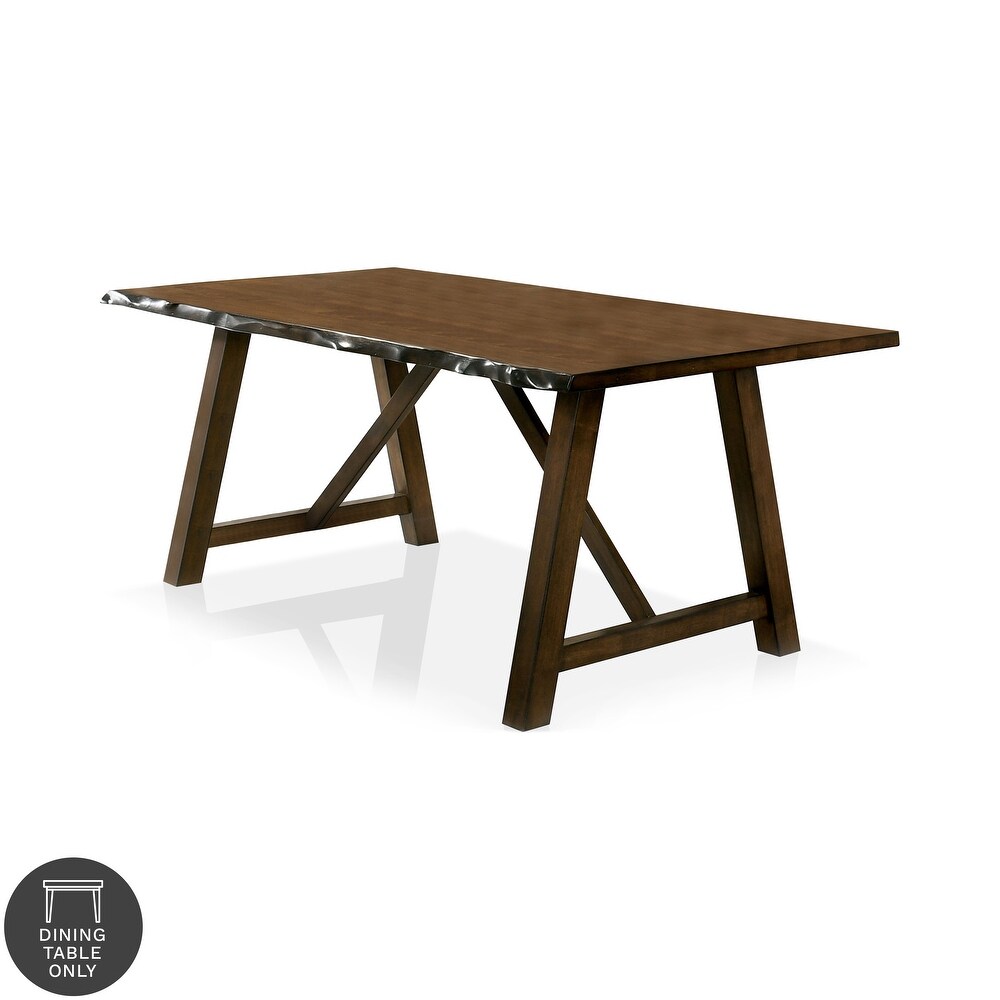 Furniture of America Leesie Rustic Walnut 71 inch Trestle Dining Table