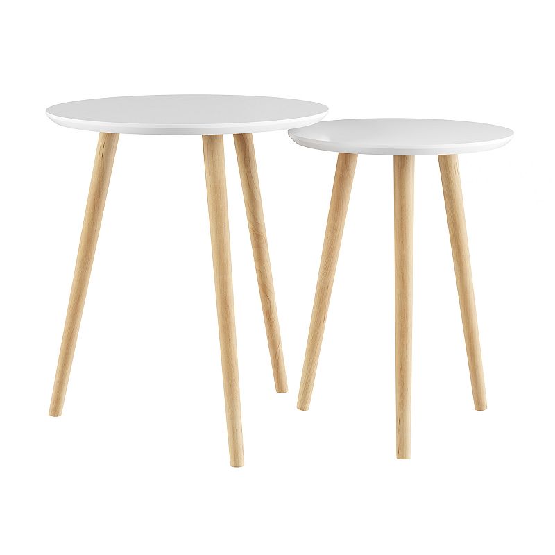 Lavish Home White Circular Top Nesting End Tables