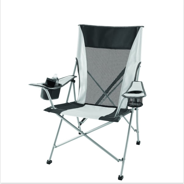 Ozark Trail Tension 2 in 1 Mesh Rocking Camp Chair, Gray and Black, Detachable Rockers, Adult