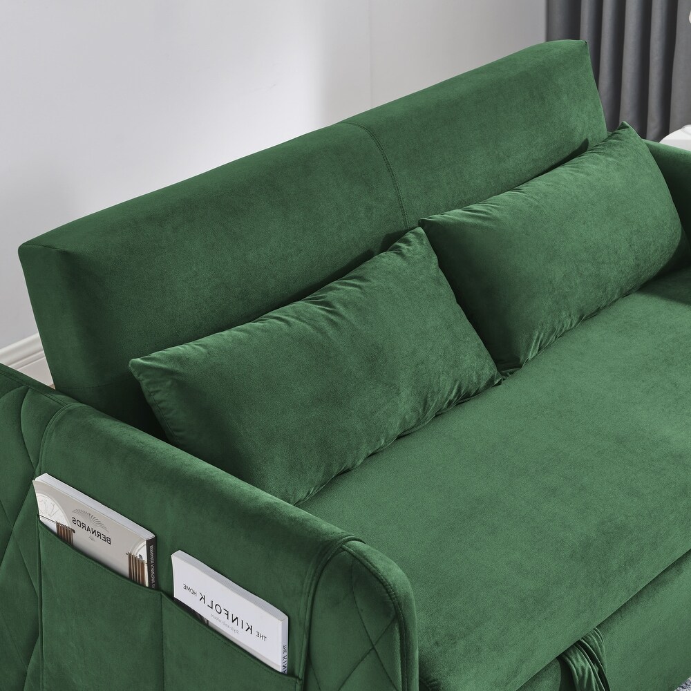 Modern Velvet Convertible Sofa Bed with Adjustable Backrest