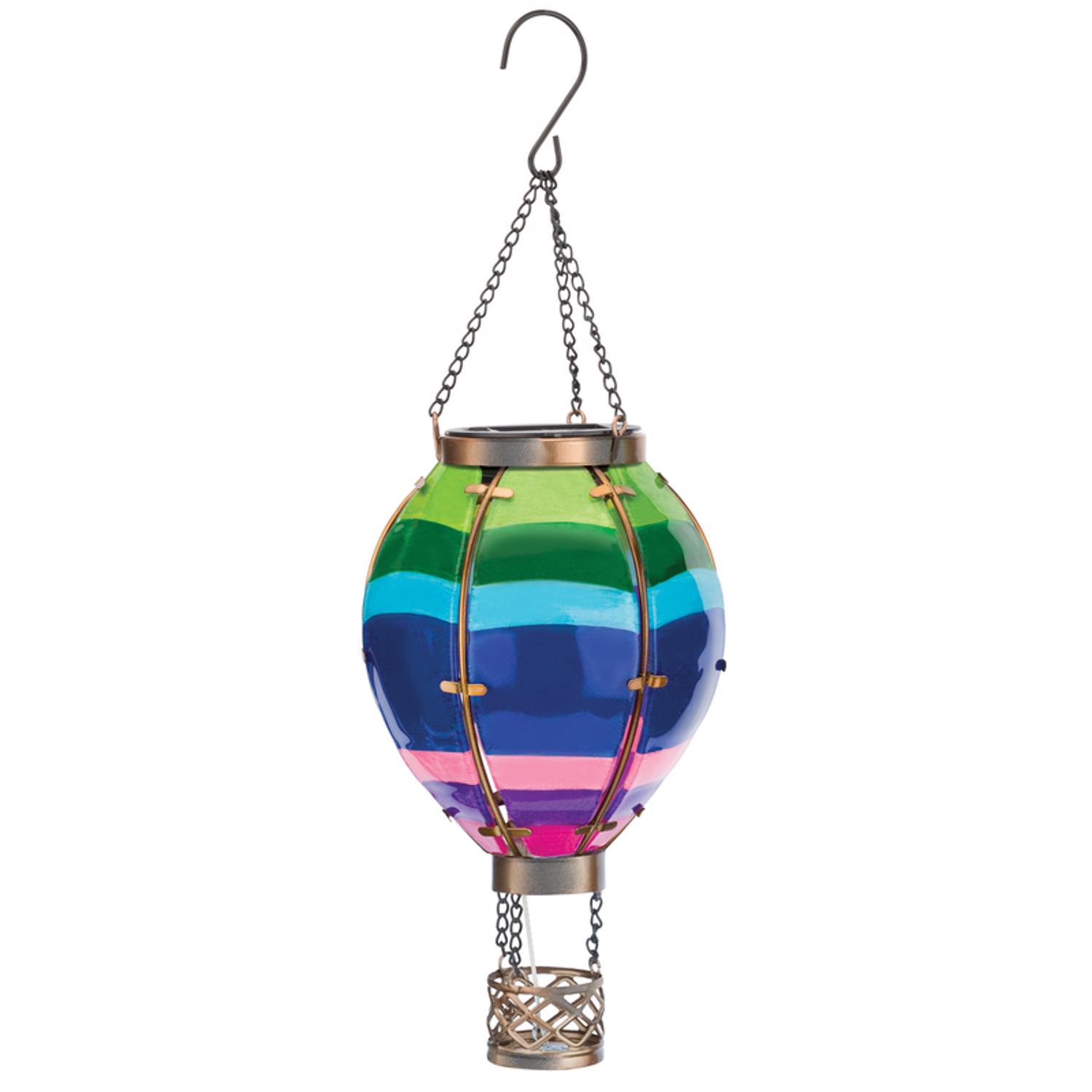 Regal Art and Gift Multicolored Glass/Metal 15 in. H Hot Air Striped Balloon Lantern