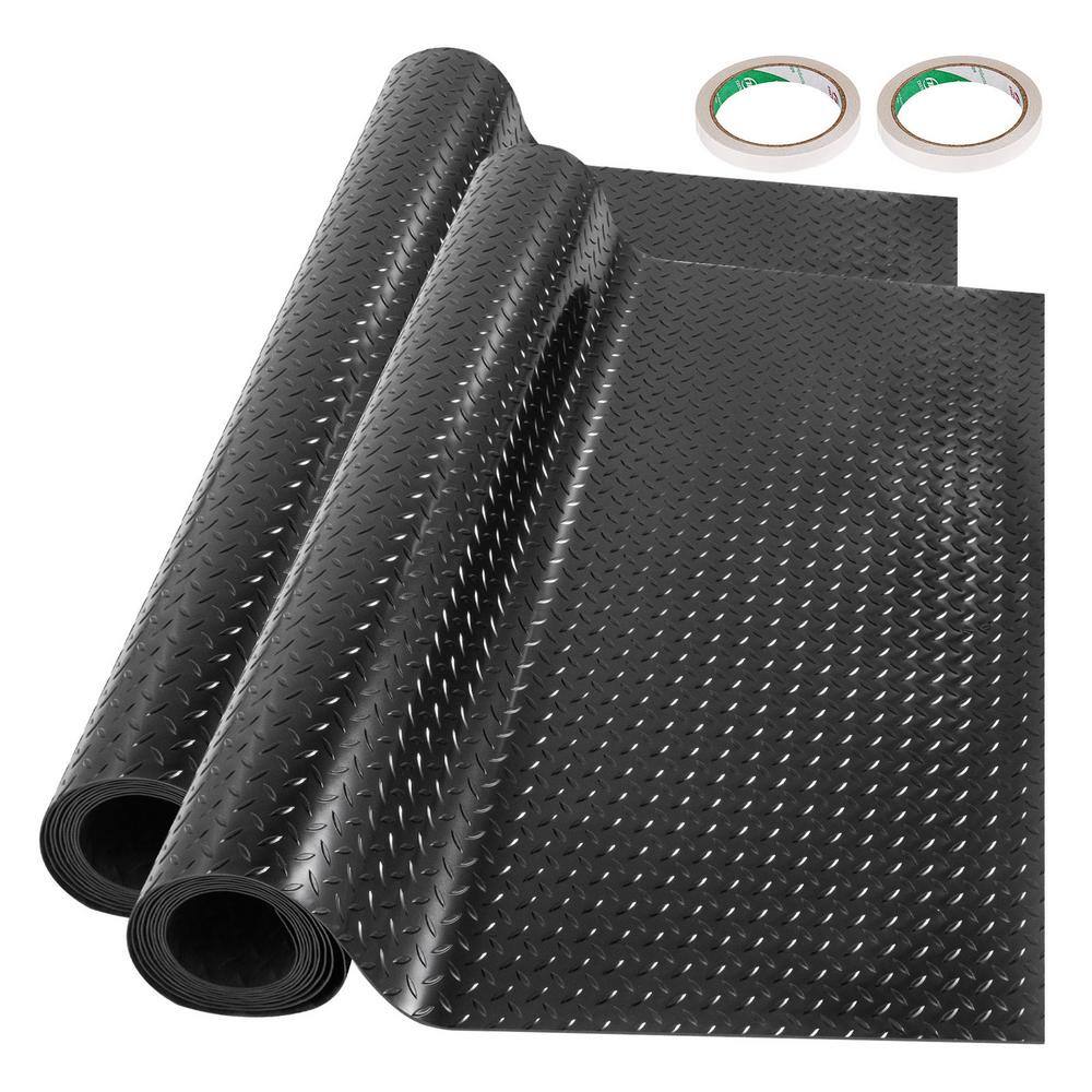 VEVOR Garage Floor Mats 3.6 ft. W x 17 ft. L Garage Mat 0.09 in. Thickness Black PVC Garage Flooring 2 Rolls PVCDB2JBKZS520CM1V0