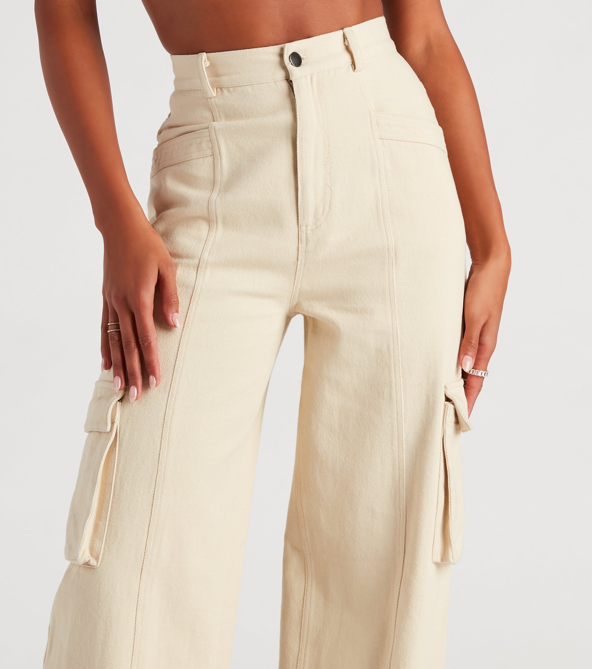 Cool In Cargo Wide Leg Denim Pants