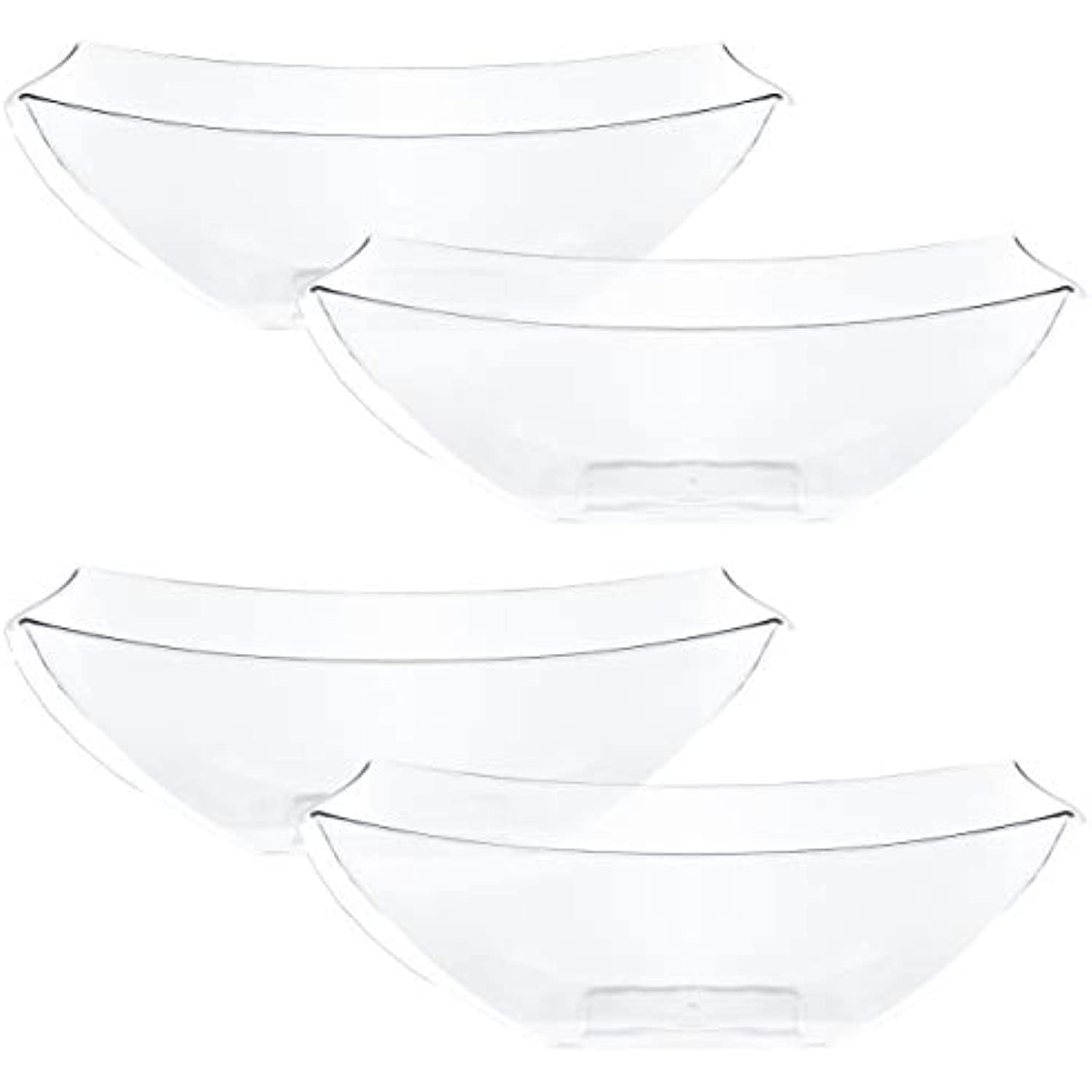 Plasticpro Disposable 64 Ounce Square Serving Bowls， Party Snack Or Salad Bowl， Large Plastic Crystal Clear Pack Of 4