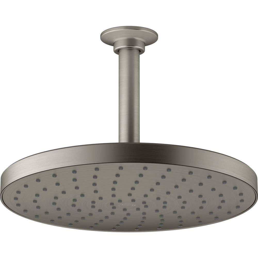 KOHLER Awaken 1-Spray Patterns 10 in. Single Ceiling Mount Rain Fixed Shower Head in Vibrant Brushed Nickel K-76465-BN