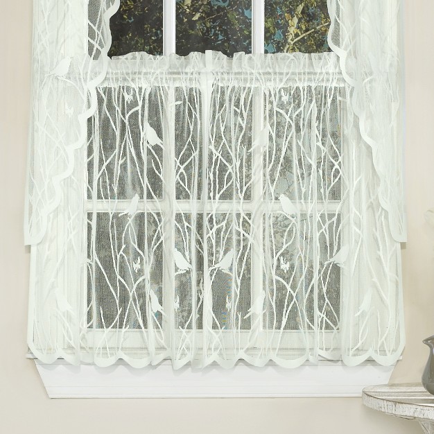 Songbird Motif Knit Lace Window Curtains By Sweet Home Collection