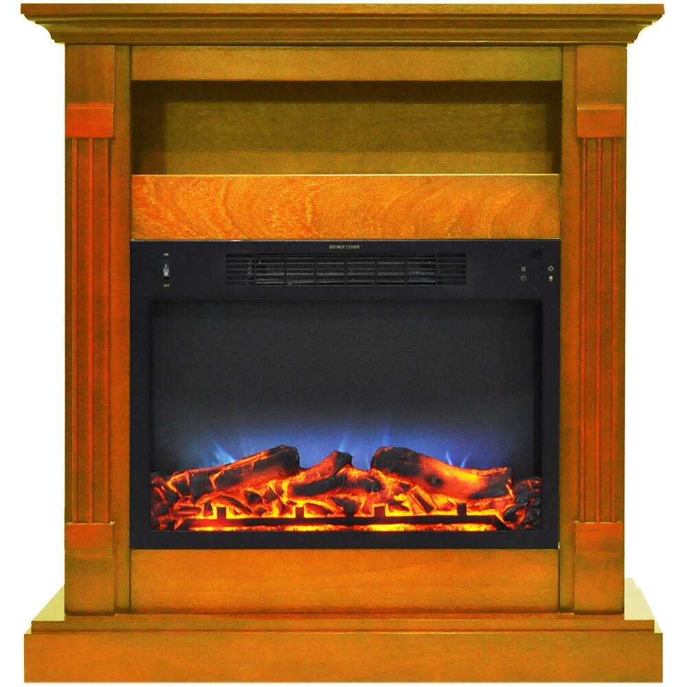 Cambridge Sienna 34 In. Electric Fireplace w/ Multi Color LED Insert and Teak Mantel