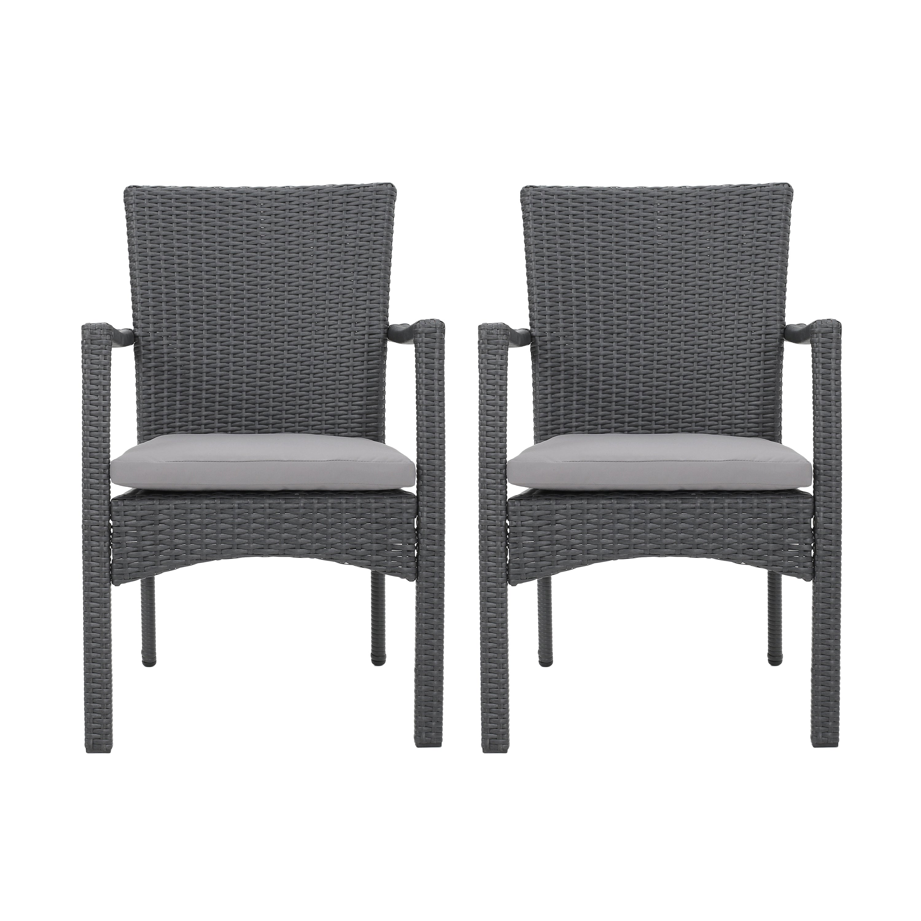 Tigua Outdoor Grey Wicker Dining Chair with Cushions (Set of 2)