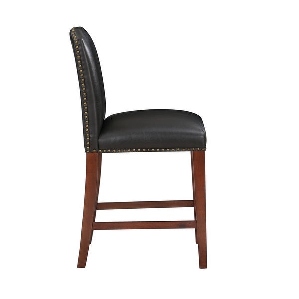 Britton Stationary Faux Leather Counter Stool with Nail Heads by Greyson Living