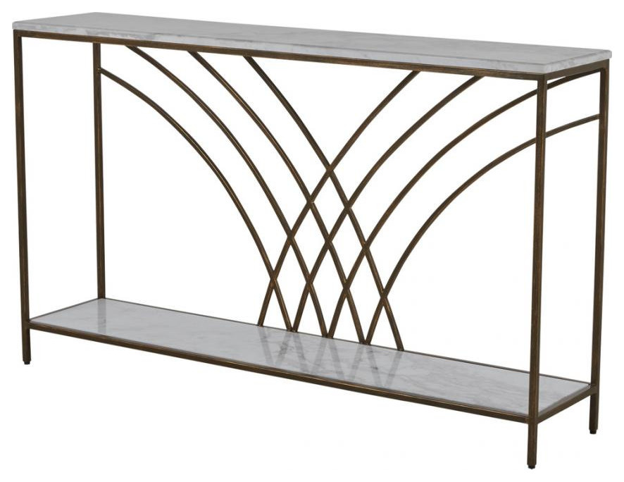 Felding Console Table  Brushed Copper  Jazzy White  55 quotW (SCH 168125 8021V80)   Transitional   Console Tables   by Lighting Reimagined  Houzz