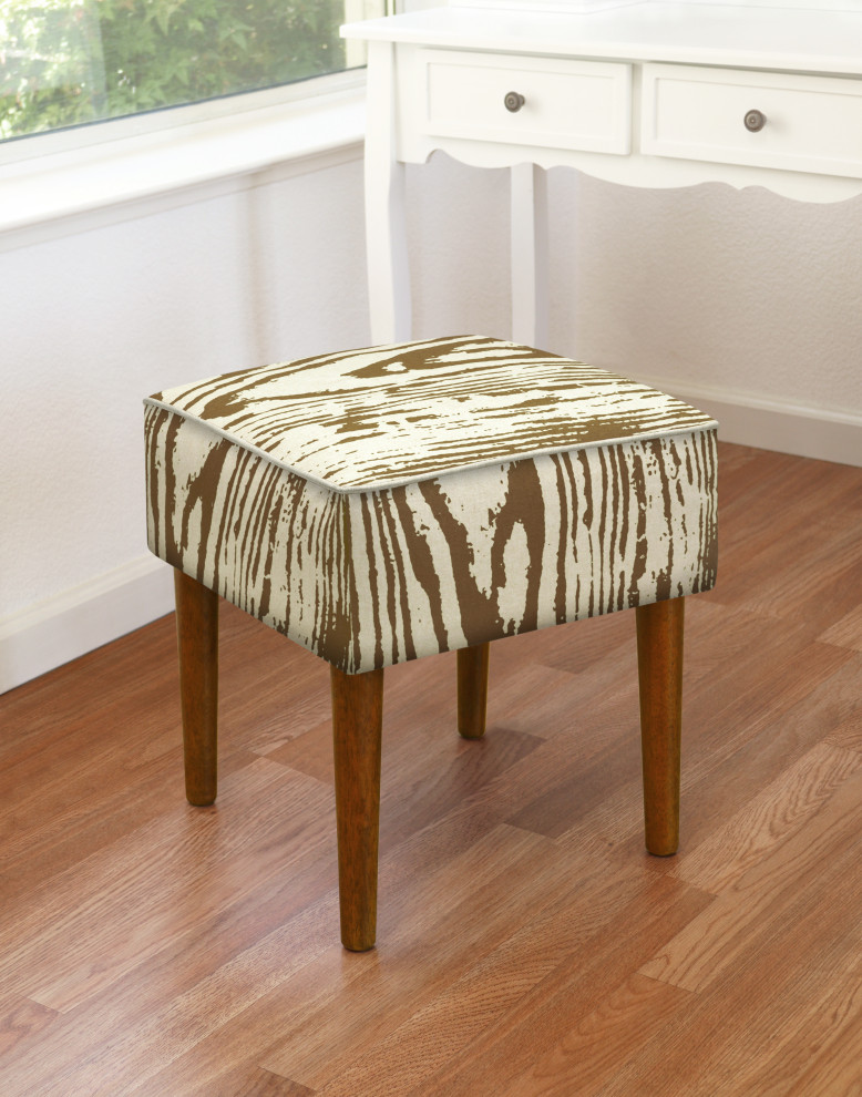 Tan Faux Bois Modern Vanity Stool   Traditional   Vanity Stools And Benches   by 123 Creations  Houzz