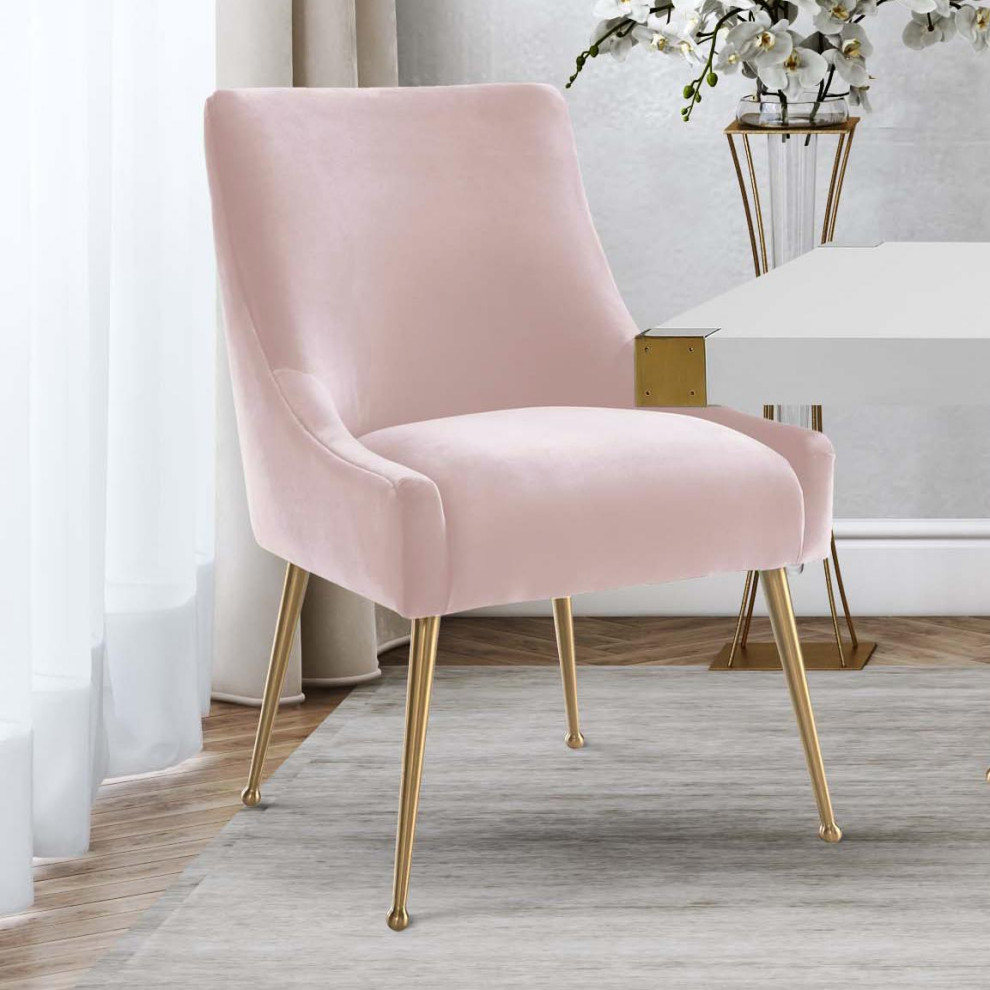 Beatrix Blush Velvet Side Chair   Midcentury   Dining Chairs   by IsabellesLightingcom  Houzz