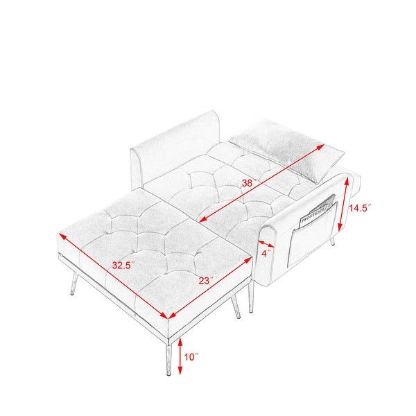 Wood Frame Recline Sofa Chair with Ottoman and 2 Arm Pocket