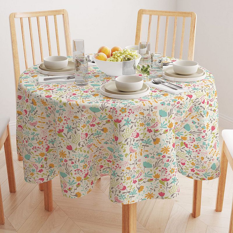 Round Tablecloth， 100% Polyester， 90 Round， Blooming Springs