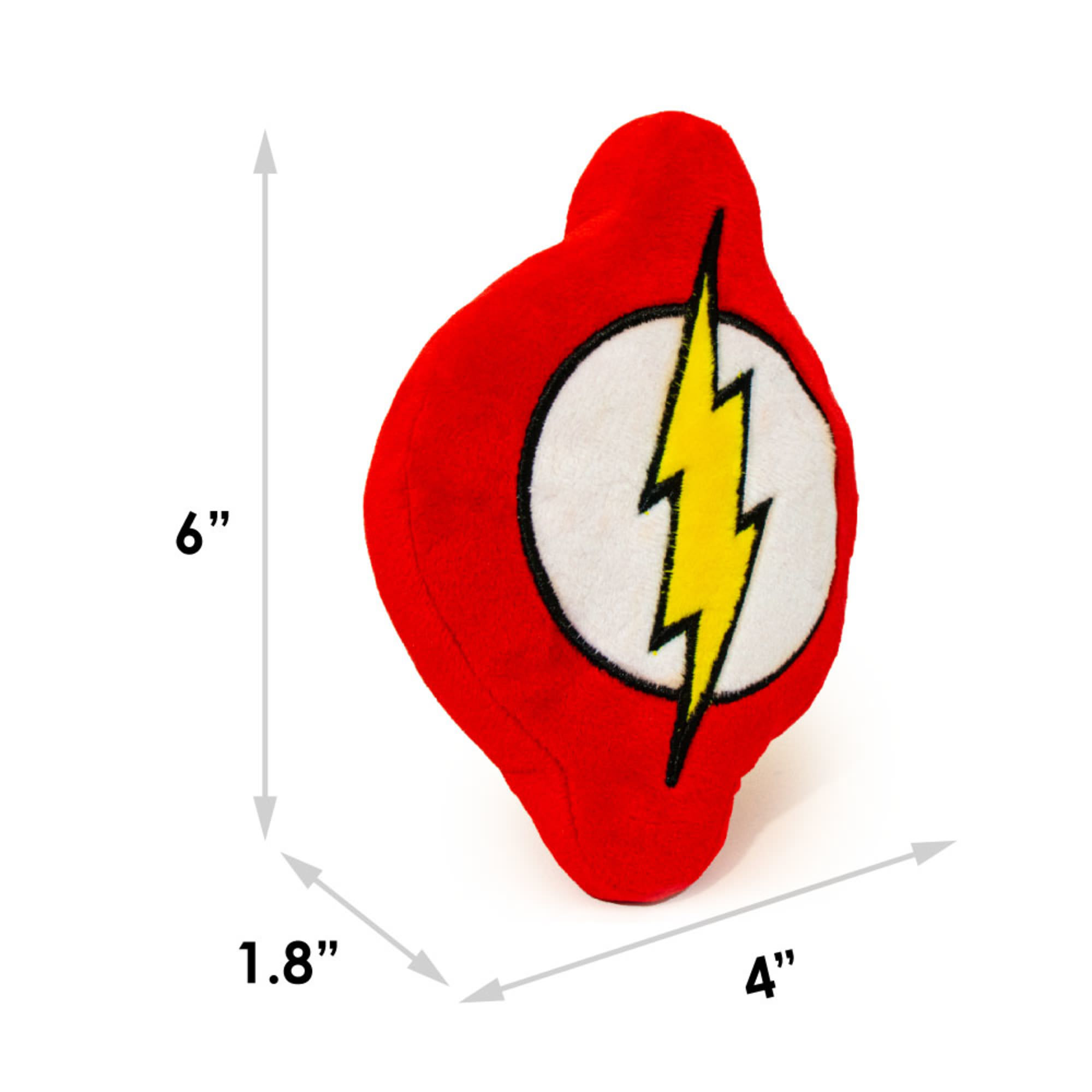 Buckle-Down Red/White/Yellow DC Comics Flash Icon Plush Squeaker Dog Toy， Small