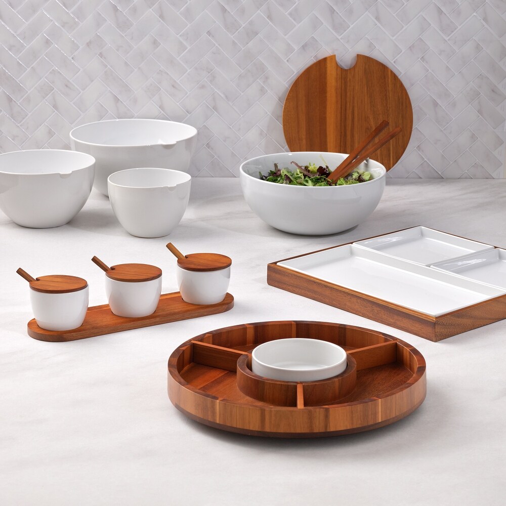 Nambe Duets Lazy Susan Crudite Tray and Bowl   Tray: 14\