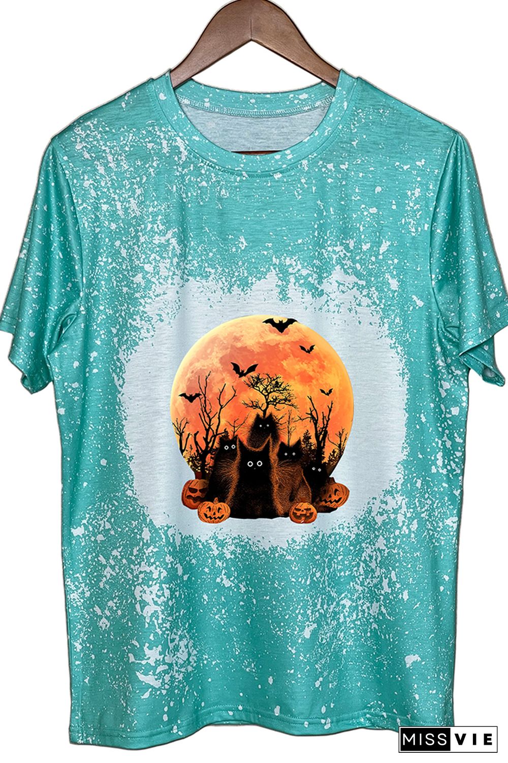 Halloween Black Cat Graphic Tee Wholesale