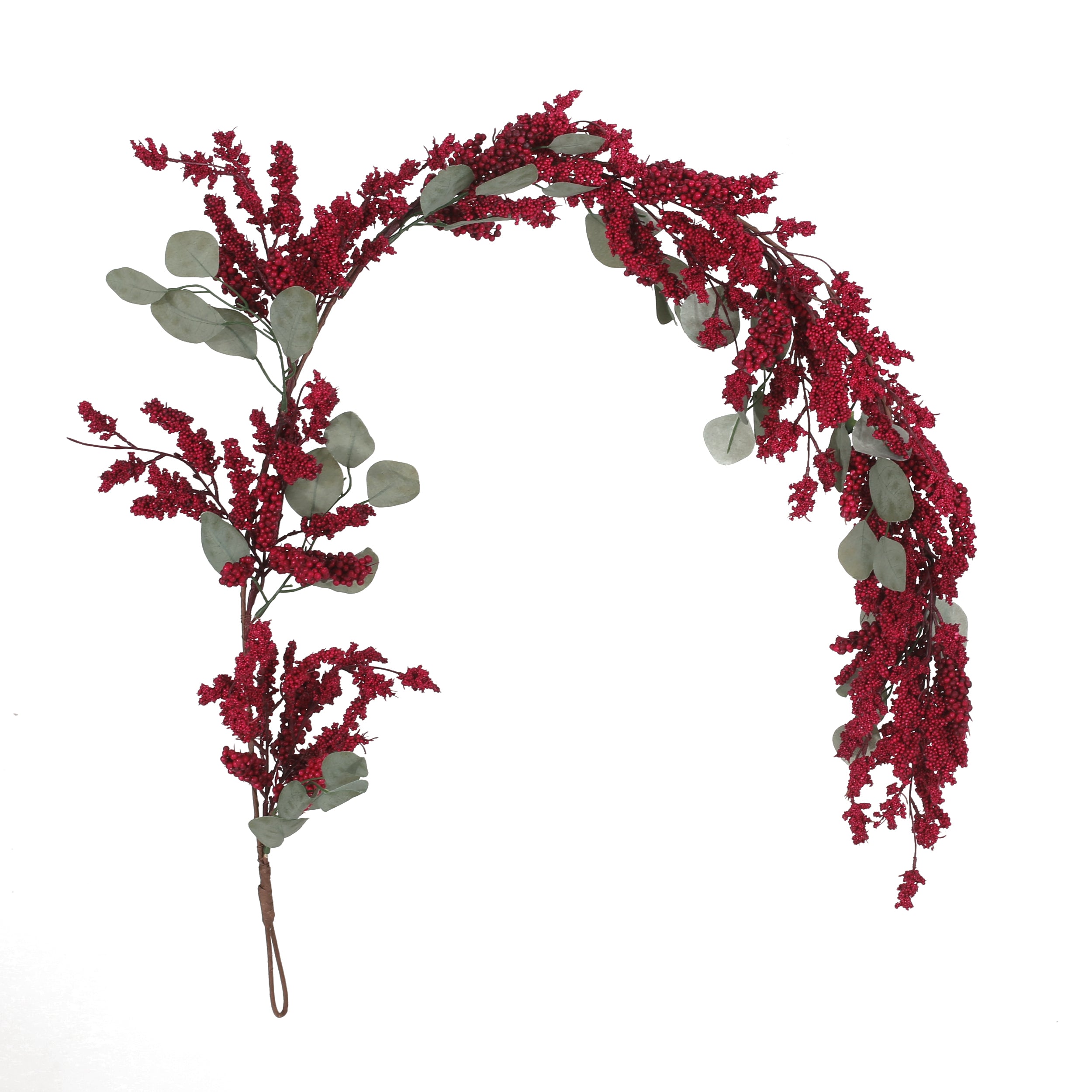 Sedlari 5-foot Eucalyptus Artificial Garland with Berries, Green and Red