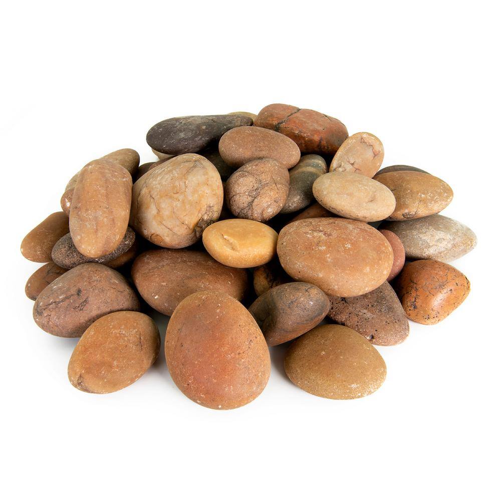 Southwest Boulder  Stone 0.50 cu. ft. 1 in. to 3 in. Sunburst Mexican Beach Pebble Smooth Round Rock for Gardens Landscapes and Ponds 02-0286