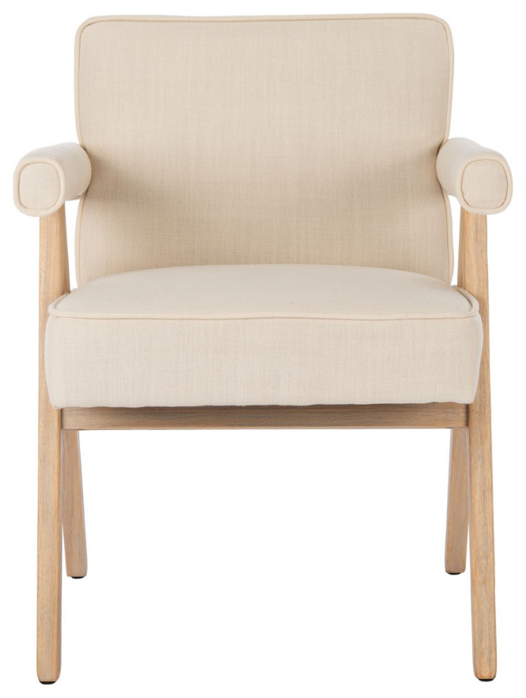 Katie Mid Century Arm Chair Bone Linen/ Whitewash   Midcentury   Armchairs And Accent Chairs   by Peachtree Fine Furniture  Houzz