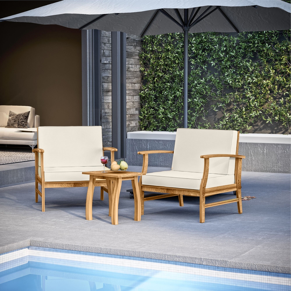 Nestl 3 Piece Acacia Wood Small Patio Furniture Set   Outdoor Patio Bistro Set with Patio Chairs