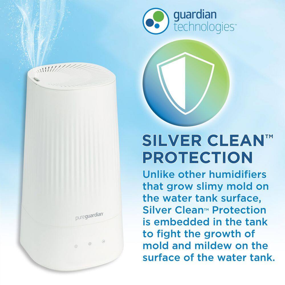 Pure Guardian 1 Gal. Top Fill Ultrasonic Cool Mist Humidifier with Aromatherapy Tray White H980W