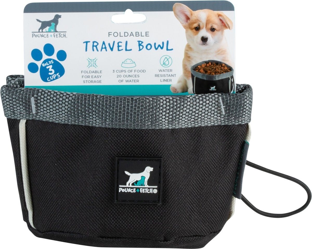 Pounce + Fetch Foldable Travel Dog and Cat Bowl， 3-cup