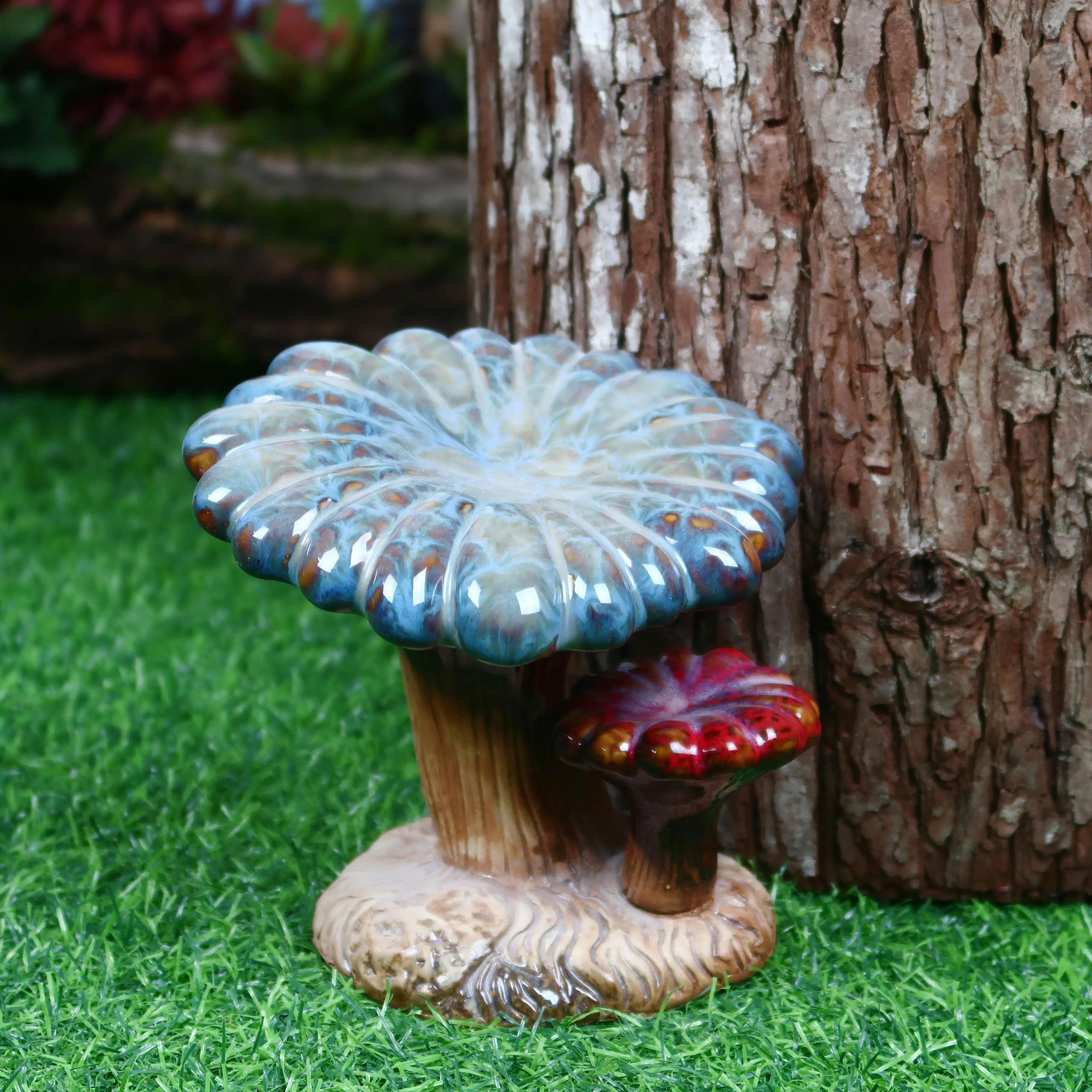 Creative Home Decoration Crafts Handmade Lovely Garden Ornament Ceramic Small Mushroom Crafts