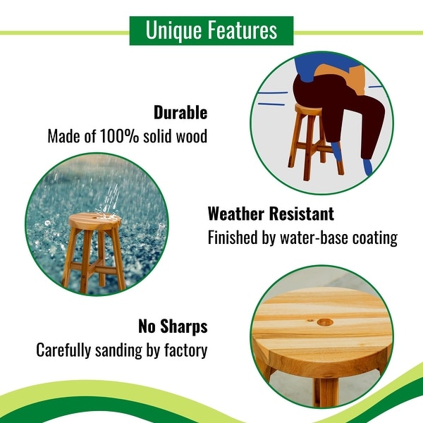 Acacia Wood Stool Round Top Chairs Best Ideas End Tables For Sofas Sub-stool for Living Room Bedside Strong Weight Capacity