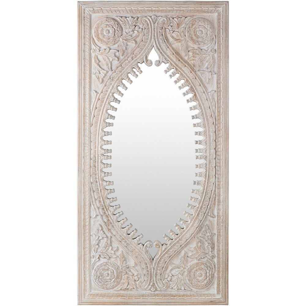 Artistic Weavers Emeka Hand Carved Wood Leaning Floor Mirror   72\