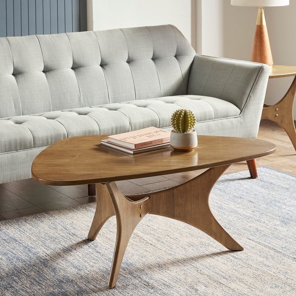 Carson Carrington Telsiai Triangular Wood Coffee Table