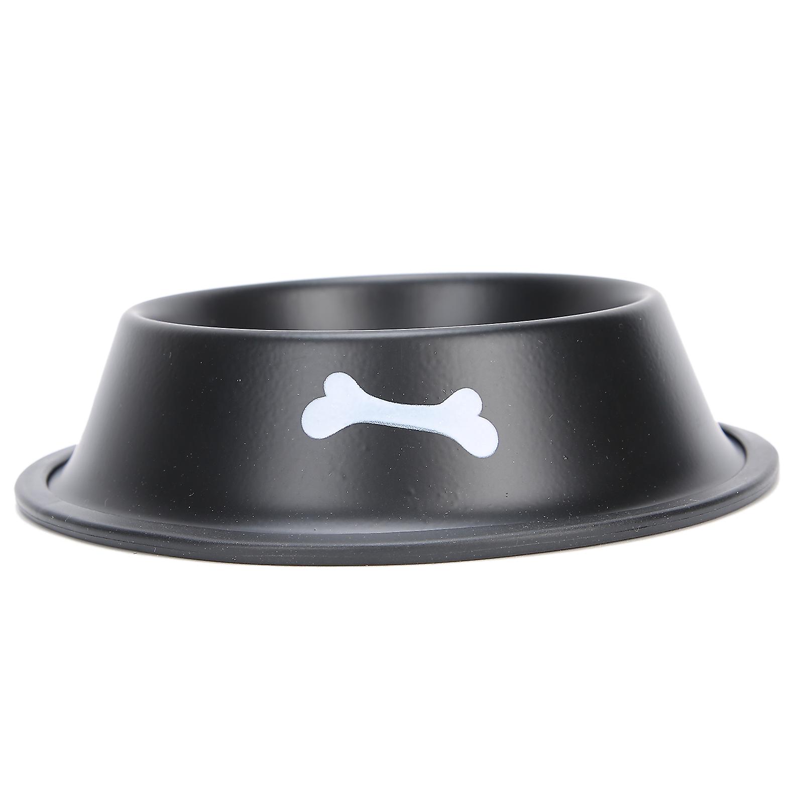 Pet Stainless Steel Bowl Cat Dog Feeder Heavyduty Nonslip Dog Dish With Cute Printblack