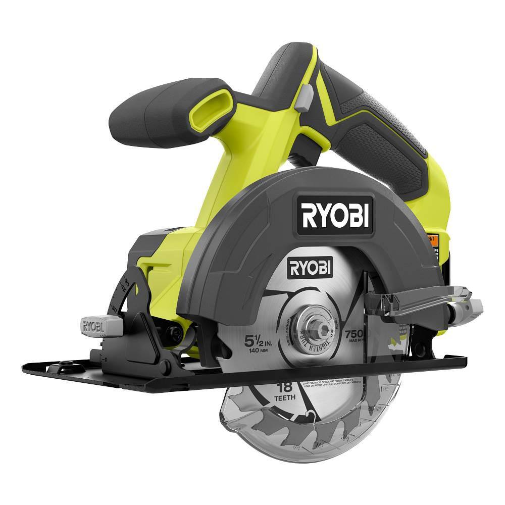 RYOBI ONE+ 18V Cordless 5-12 in. Circular Saw (Tool Only) with 5-12 in. Carbide Circular Saw Blade PCL500B-A065101