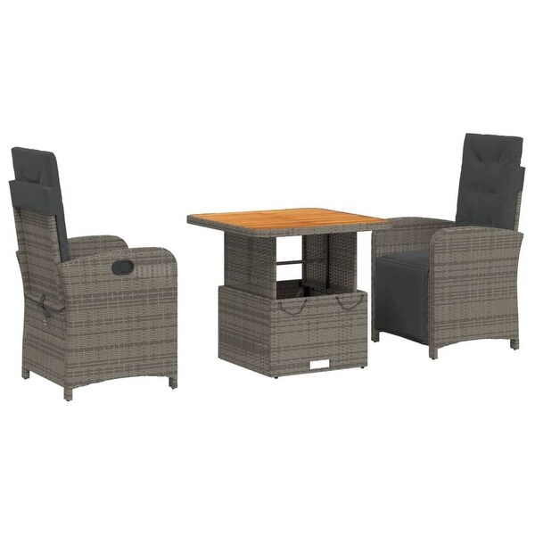 vidaXL Patio Dining Set with Cushions Outdoor Seating Gray Poly Rattan