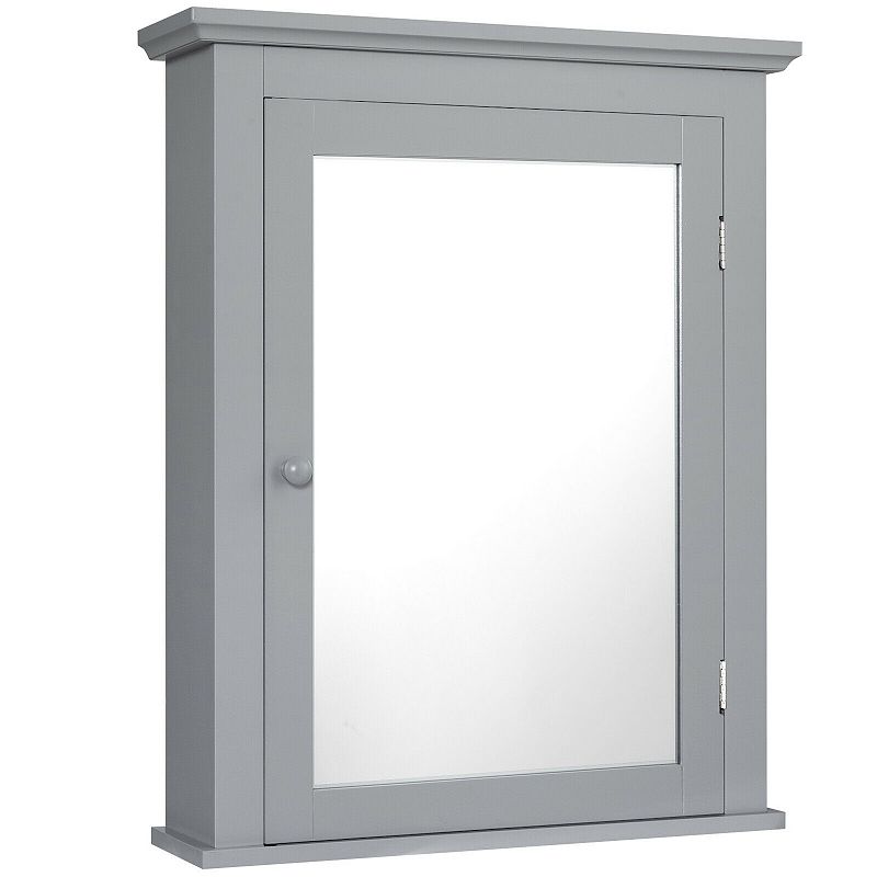 Wall Mounted Bathroom Mirror Cabinet with 5-level Height-adjustable Shelf