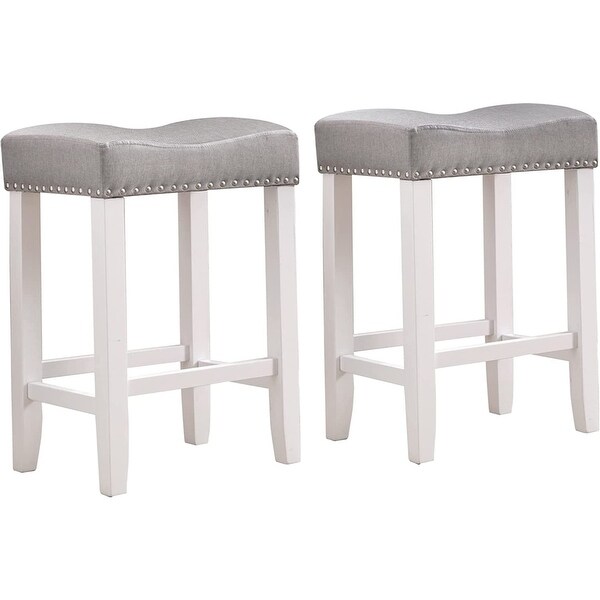 Backless Square Saddle Counter Stool Farmhouse Barstools (Set of 2)