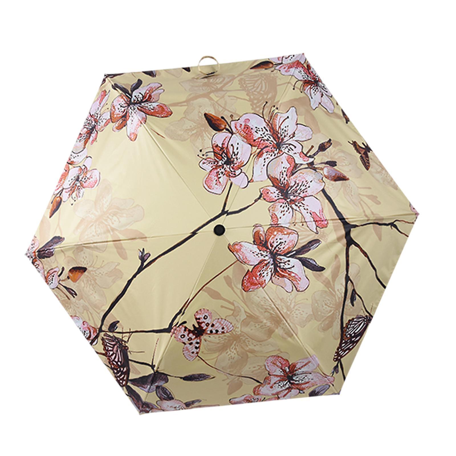 Compact Umbrella Lightweight Compact Manual Open And Close Umbrella For Rain Yellow With Coating