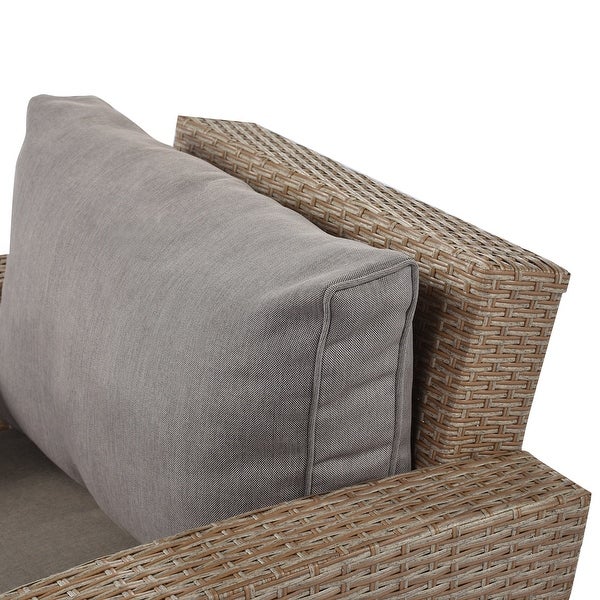 4-Pieces Outdoor Patio Garden Conversation Furniture Set for 5， PE Wicker Sectional Cushion Sofa Set for Any Outdoor or Places - Overstock - 37476149