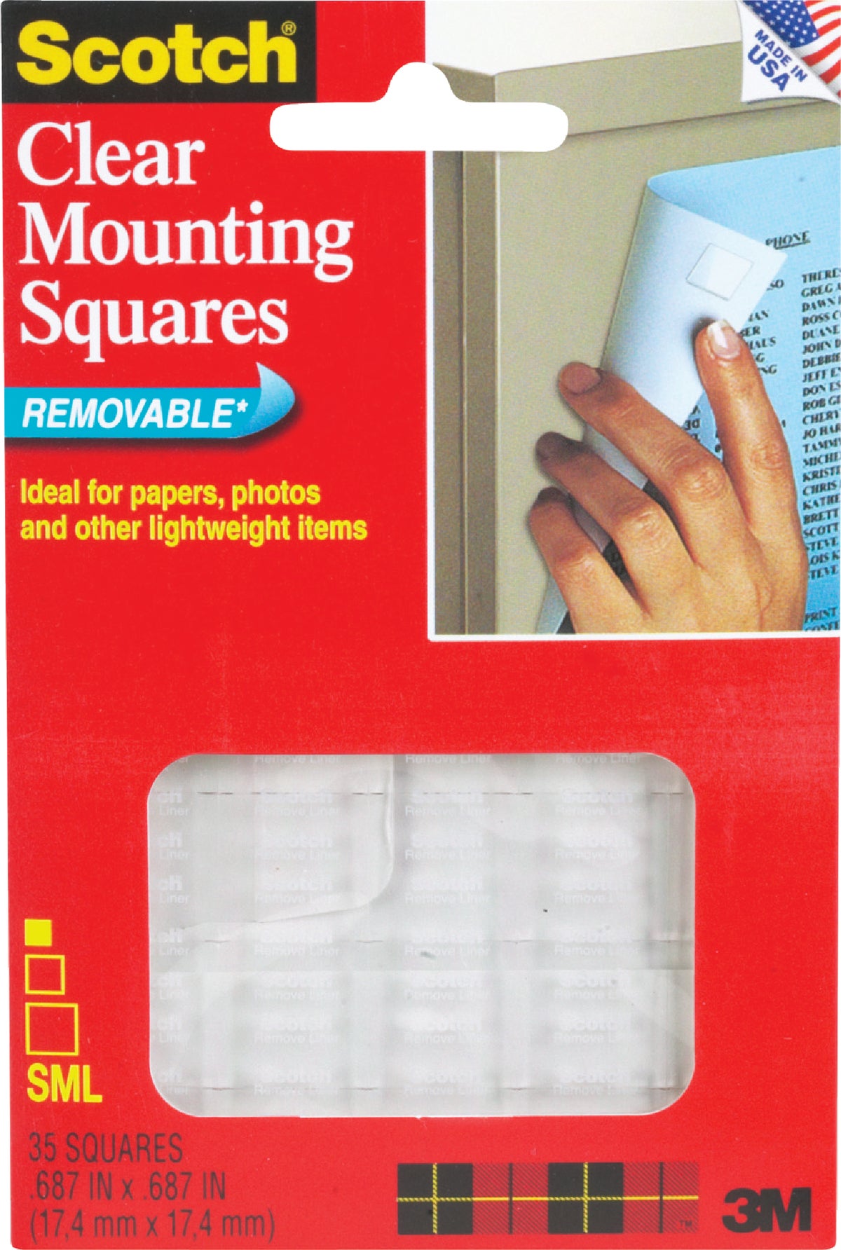 Scotch Removable Mounting Squares 1 Lb. Clear