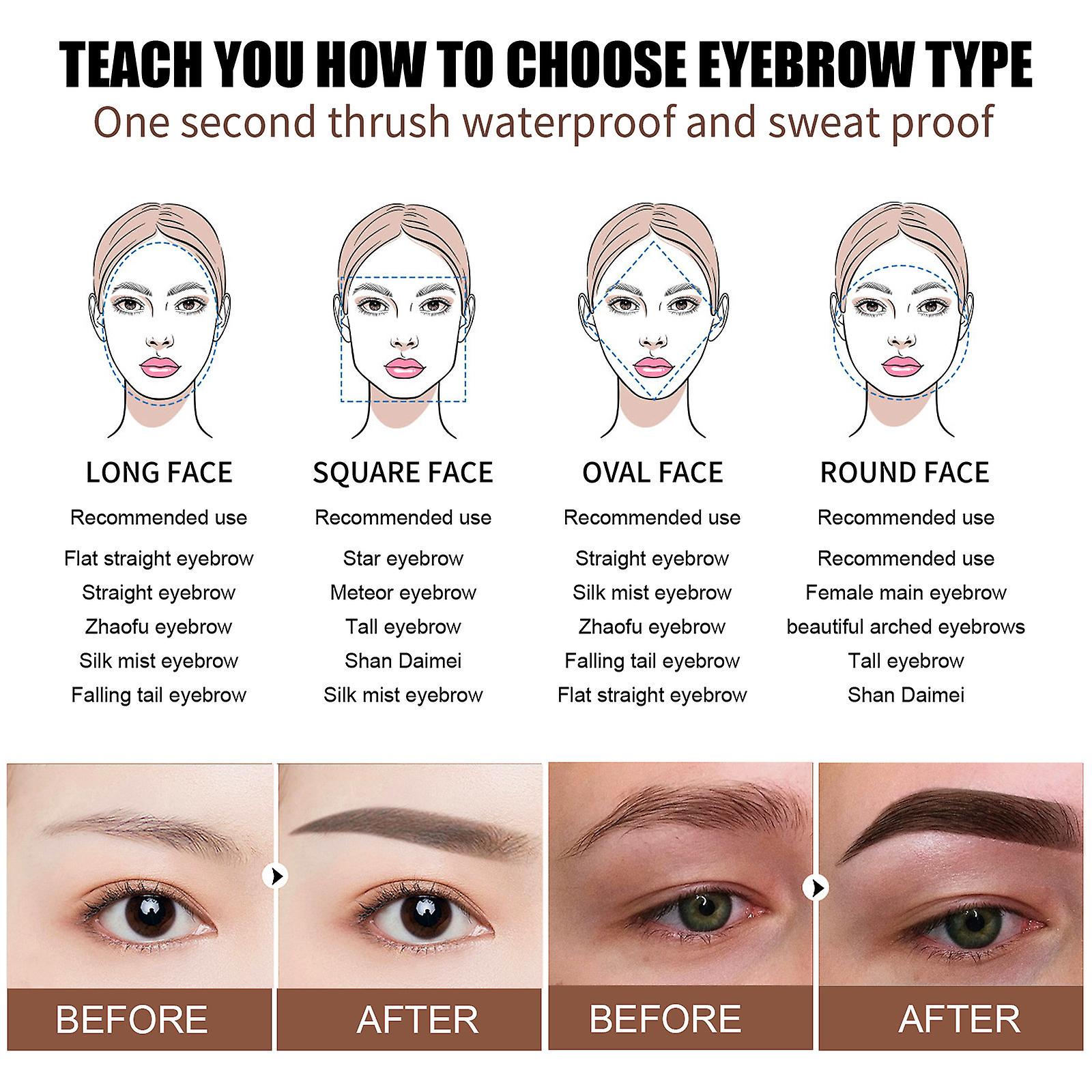 Multi-color Stamp Eyebrow Powder Does Not Take Off Makeup， Does Not Smudge， Print Powder Eyebrow Card Eyebrow Brush， Lazy Eyebrow Printing Set Color C