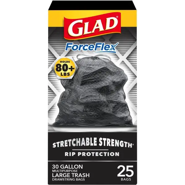 Glad 25-Count 30 Gallon ForceFlex Black Trash Bags