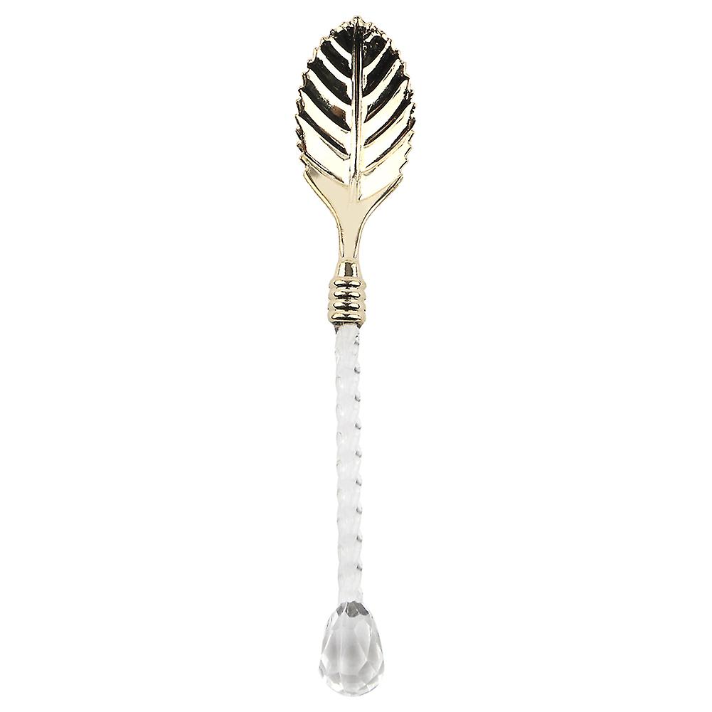 Crystal Handle Leaf Type Coffee Spoon Dessert Spoon Dessert Scoop Stir Spoon