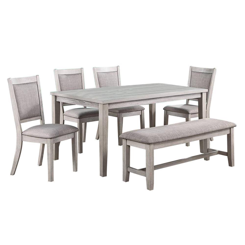 Venetian Worldwide 6-Piece 60 In. Length Light Gray Dining Set with Bench VP-F2606