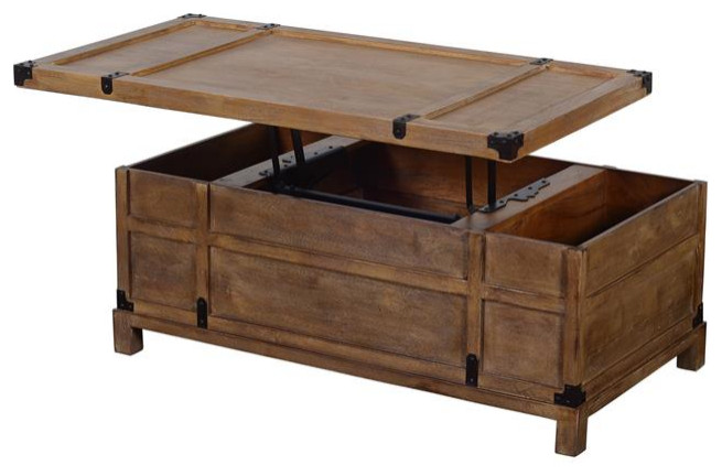 The Urban Port 23.5 quot1 Drawer Wood Coffee Table with Lift Top Storage in Brown   Transitional   Coffee Tables   by Homesquare  Houzz