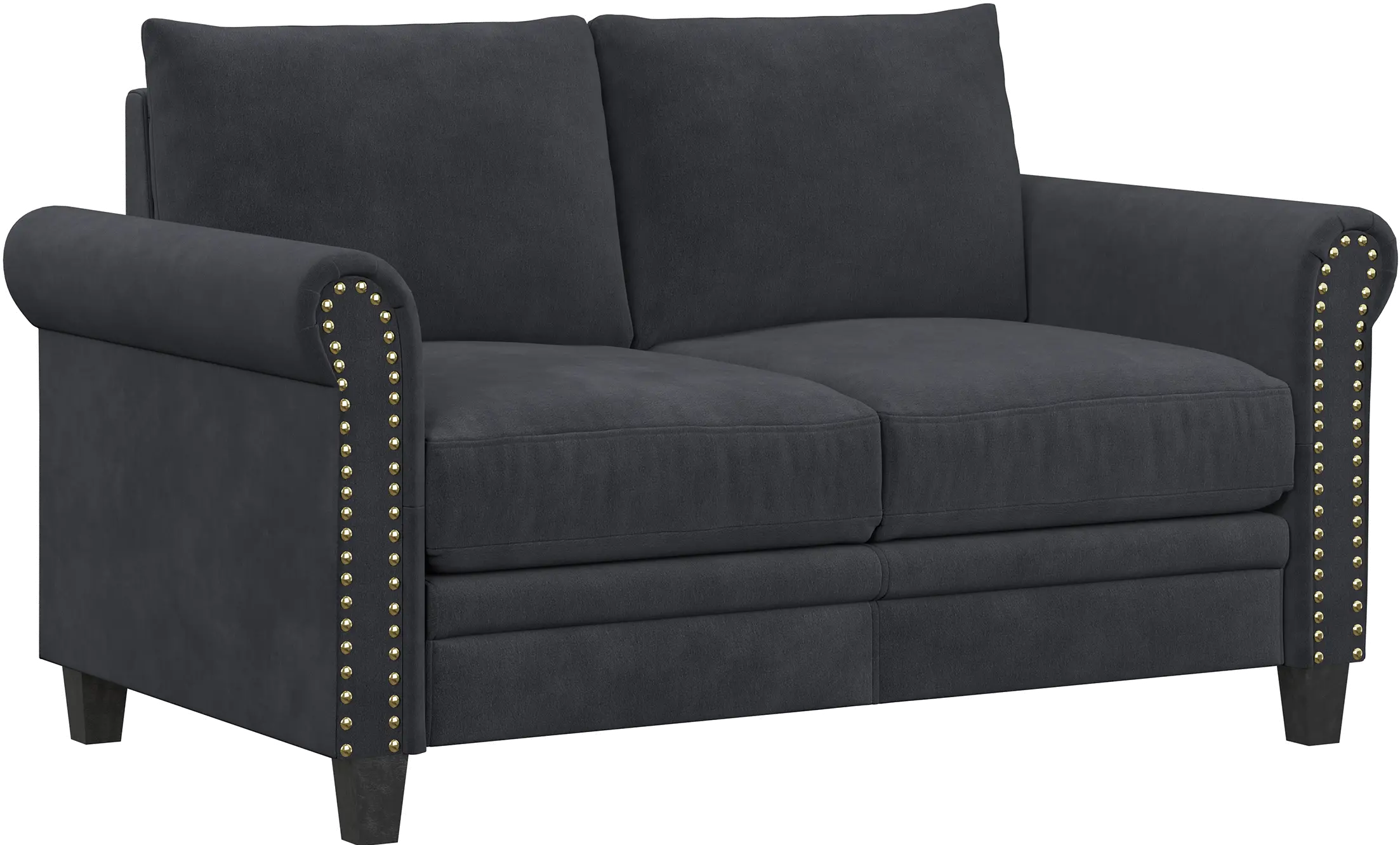 Jay Charcoal Loveseat with Nail Head Trim